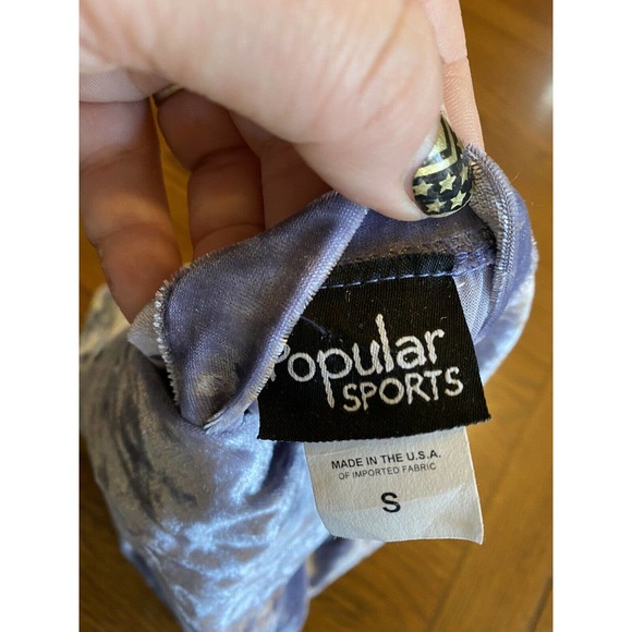 Popular Sports LAS VEGAS Lavender Crushed Velvet Belly Shirt Dancer Sz Sm EUC - Picture 7 of 7